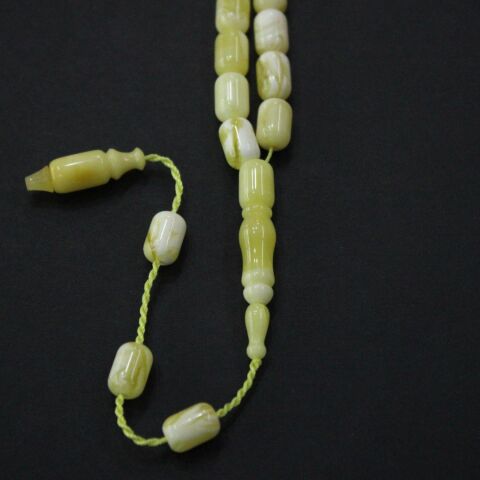 45'li Sistemli Akça Damla Kehribar Tespih 6,5*9,5 (mm)