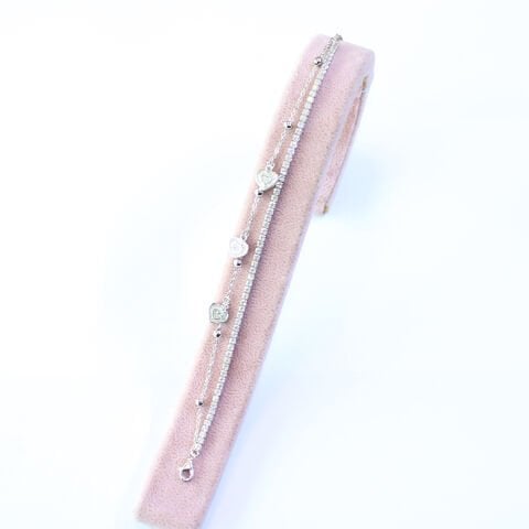 Zirkon Taşlı Kalpli Gümüş Bileklik