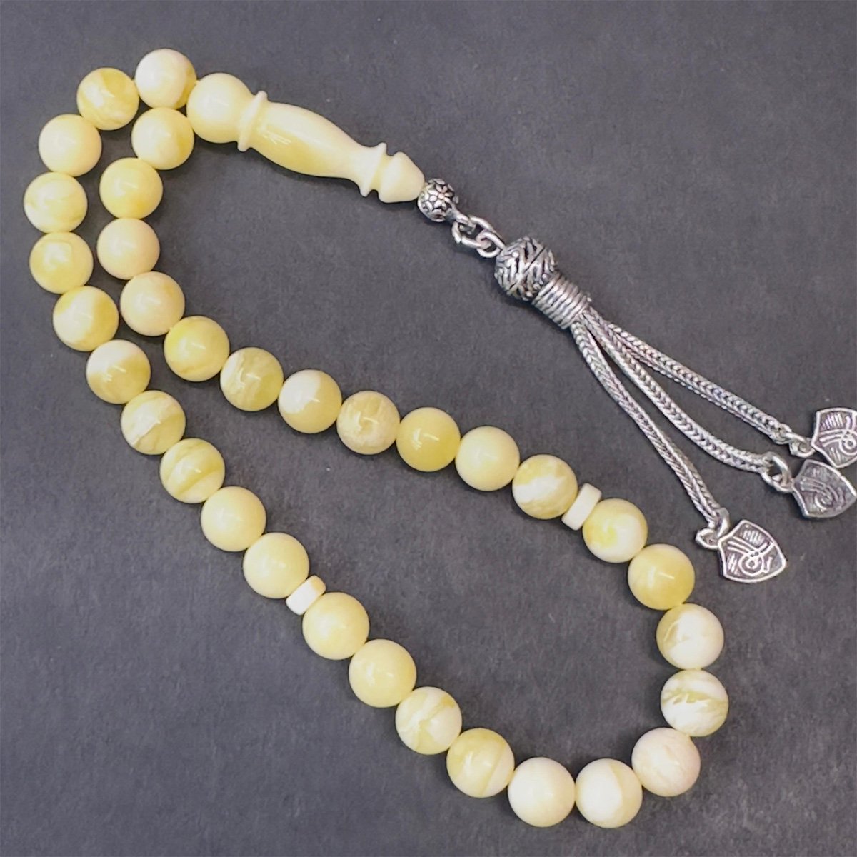 Akça Kaliningrad Damla Kehribar Küre Tespih 7 (mm)-1