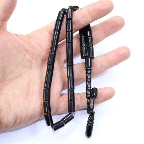 Sistemli Kesme Oltu Taşı Tespih 7*11,5 (mm)