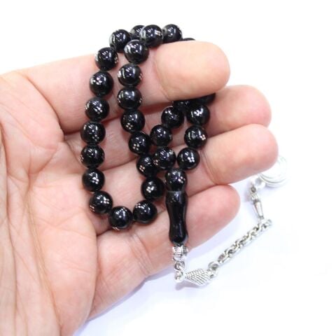 12 li İşleme Oltu Taşı Tespih 7,5 (mm)