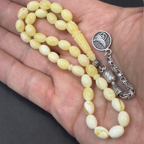 Akça Kaliningrad Damla Kehribar Badem Tespih 6*8 (mm)-1