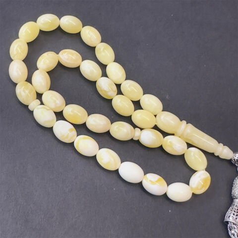 Akça Kaliningrad Damla Kehribar Badem Tespih 6*8 (mm)-1