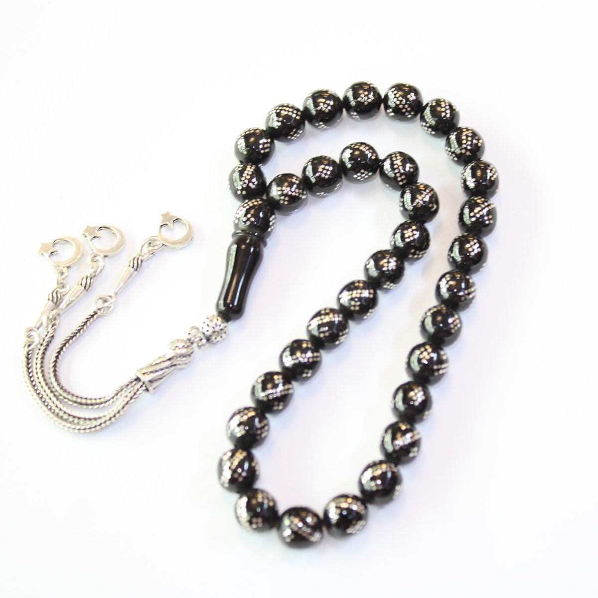 Çift Sıra Burgu Baklava İşleme Oltu Taşı Tespih 8,5 (mm)