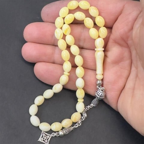 Akça Kaliningrad Damla Kehribar Badem Tespih 6,5*8,5 (mm)