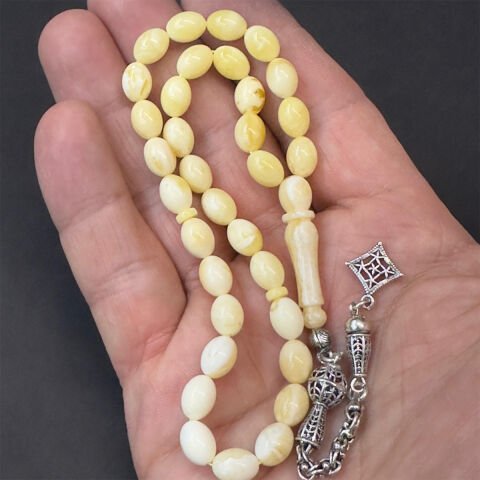 Akça Kaliningrad Damla Kehribar Badem Tespih 6,5*8,5 (mm)