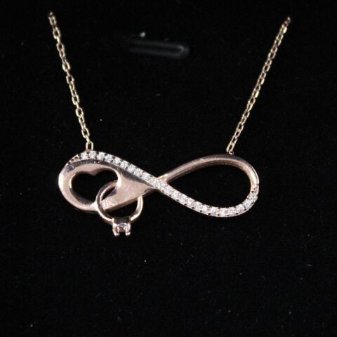 Sonsuzluk & Yüzük Model Rose Hayalet Kolye