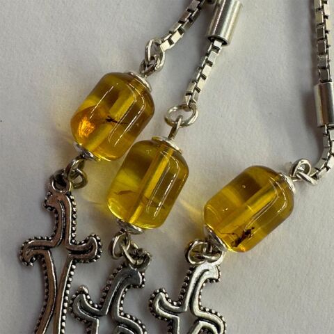 Haşere Fosilli Kaliningrad Damla Kehribar Tespih 7,5*9,5 (mm)