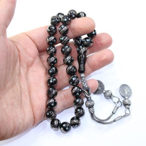 Firuze Üçlü Sarmal Oltu Taşı Tespih 10,5 (mm)