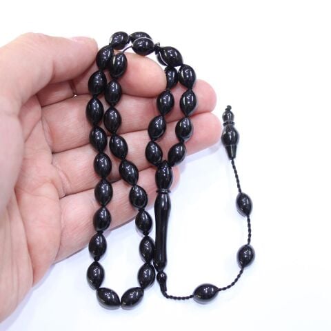 Sistem Püsküllü Oltu Taşı Tespih 7*11 (mm)