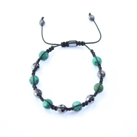 Yeşil Taşlı Makrome Bileklik