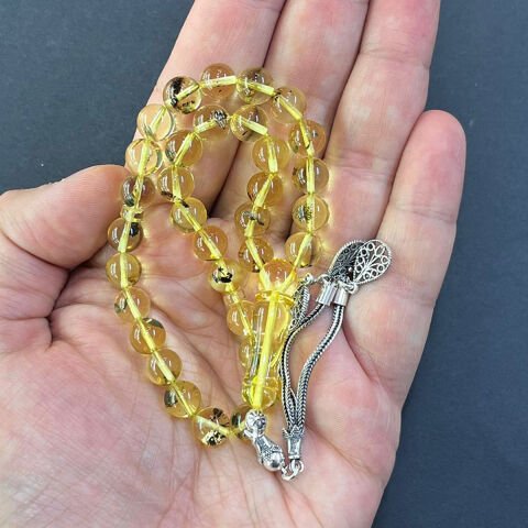 Şeffaf Litvanya Damla Kehribar Tespih 8 (mm)