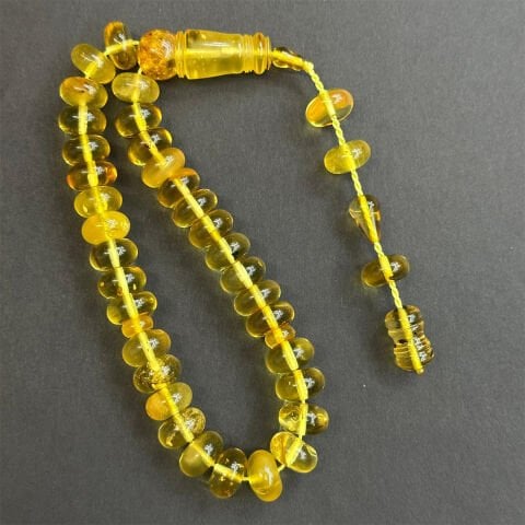 Basık Şeffaf Kaliningrad Damla Kehribar Tespih 6*10,5 (mm)