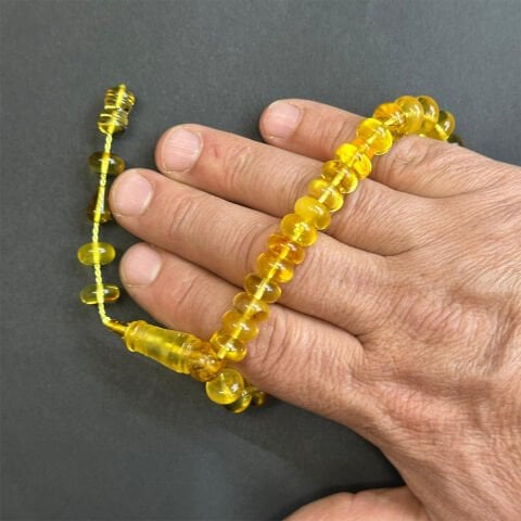 Basık Şeffaf Kaliningrad Damla Kehribar Tespih 6*10,5 (mm)