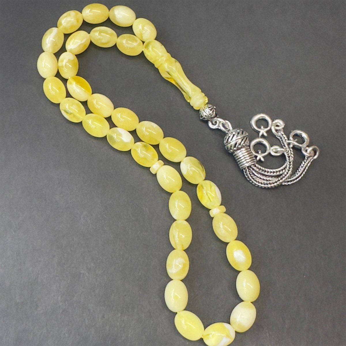 N.N Kaliningrad Damla Kehribar Tespih 6*8 (mm)-1