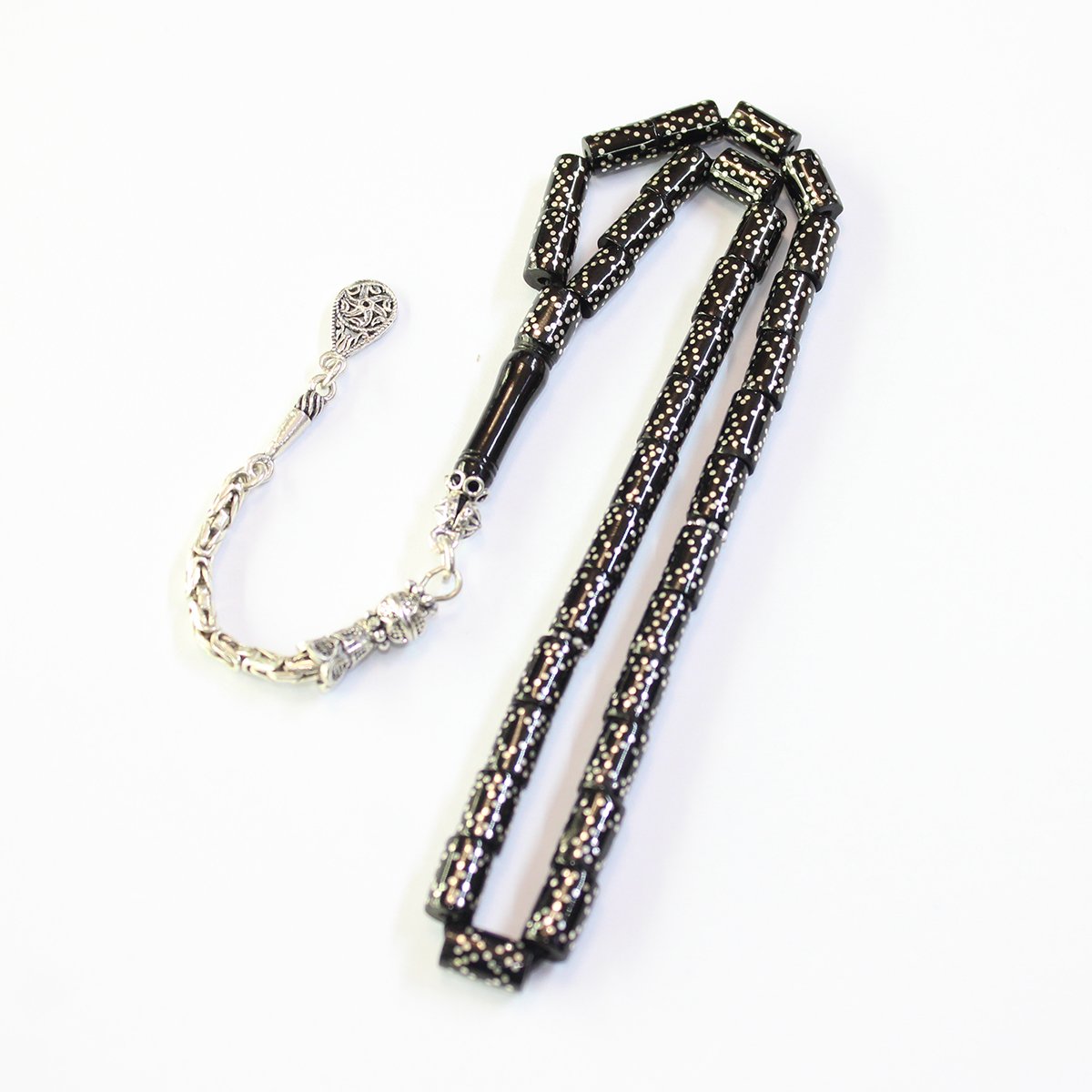 Örgü Model İşlemeli Kesme Oltu Taşı Tespih 5*8 (mm)