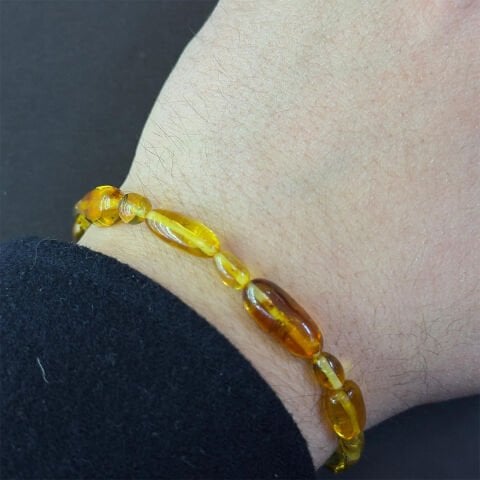 Haşere Fosilli Kaliningrad Damla Kehribar Bileklik-2