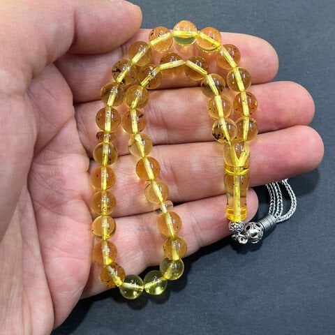 Şeffaf Litvanya Damla Kehribar Tespih 7.5 (mm)