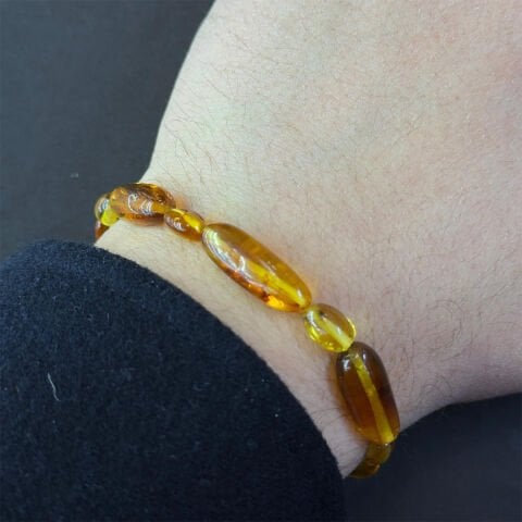 Haşere Fosilli Kaliningrad Damla Kehribar Bileklik-3