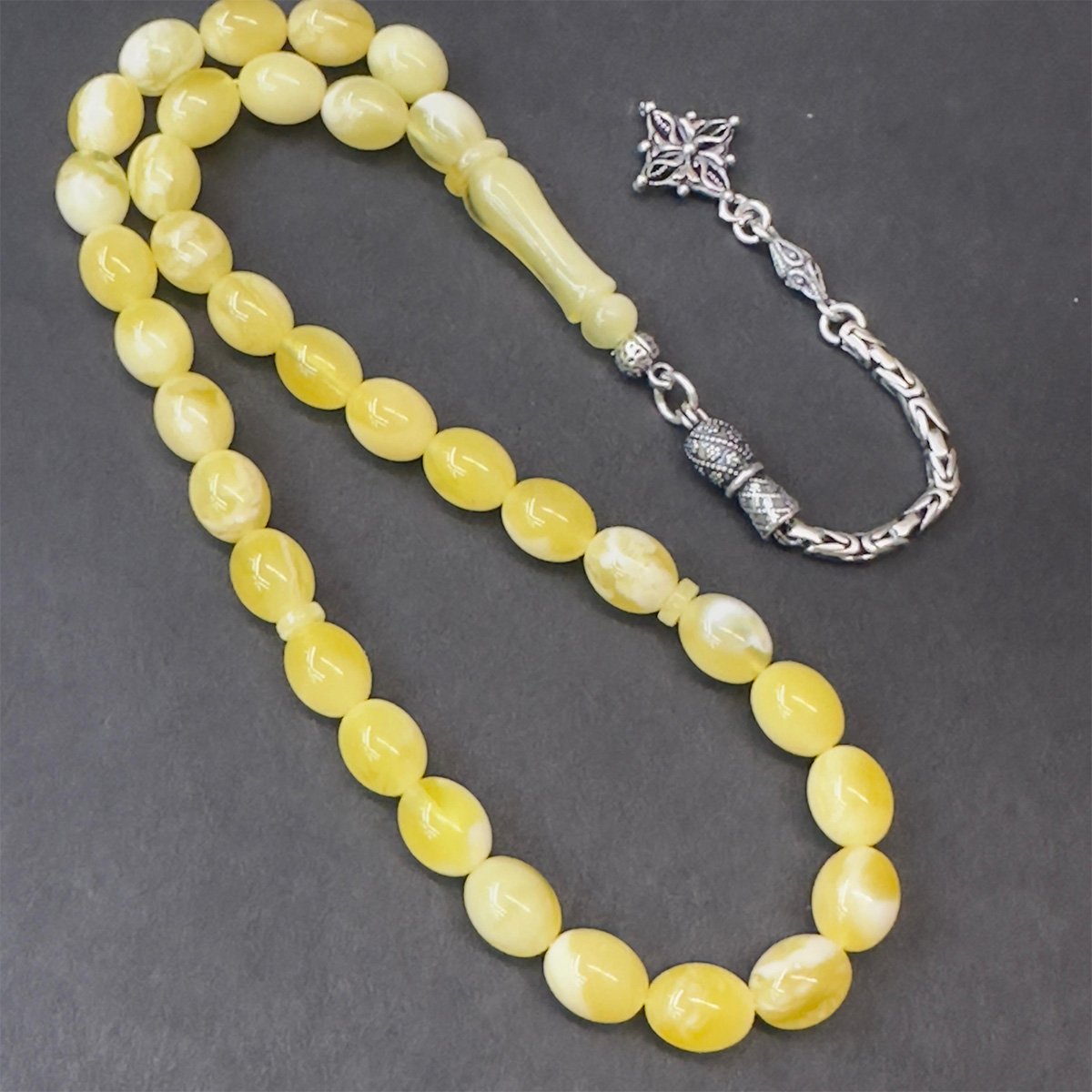 N.N Kaliningrad Damla Kehribar Tespih 7*9 (mm)-1