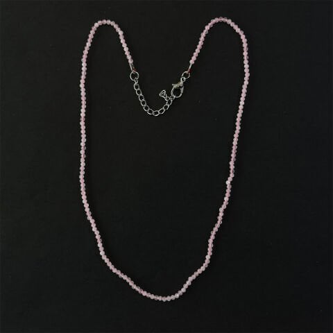 Minik Taşlı Pembe Kuvars Kolye