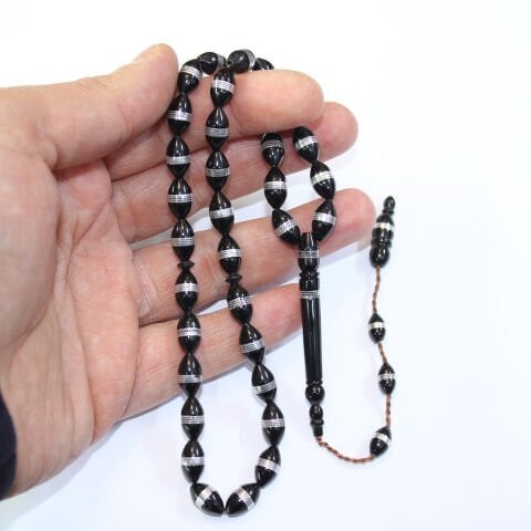 Prinç İşlemeli Siyah Kuka Tespih 6,5*11,5 (mm)