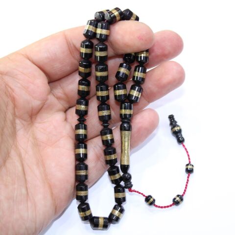 Prinç İşlemeli Siyah Kuka Tespih Kapsül Kesim 6,5*10 (mm)