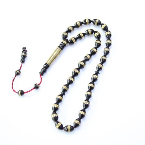 Prinç İşlemeli Siyah Kuka Tespih Beyzi Kesim 6,5*10 (mm)