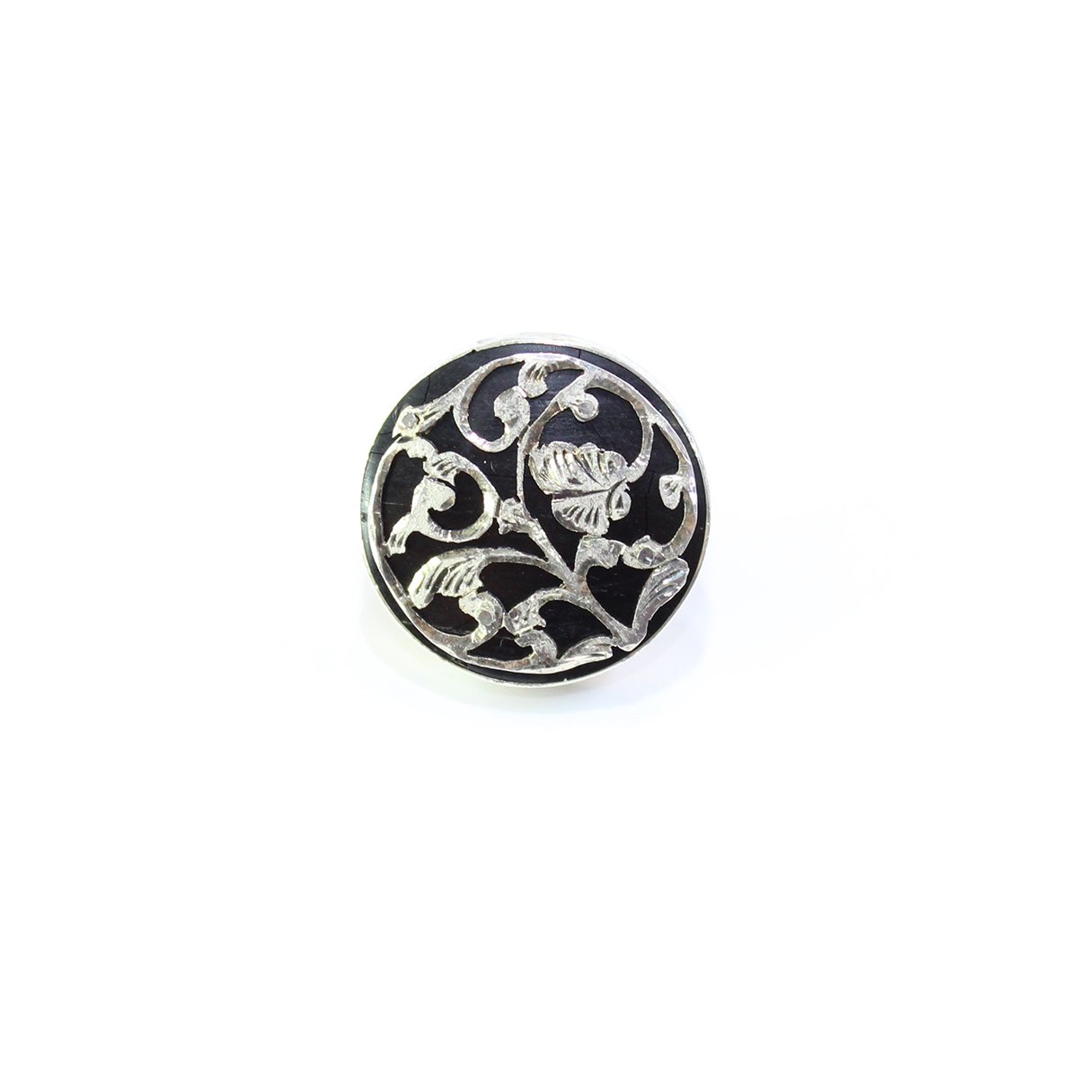 El Yapımı Motifli Oltu Taşı Rozet Daire