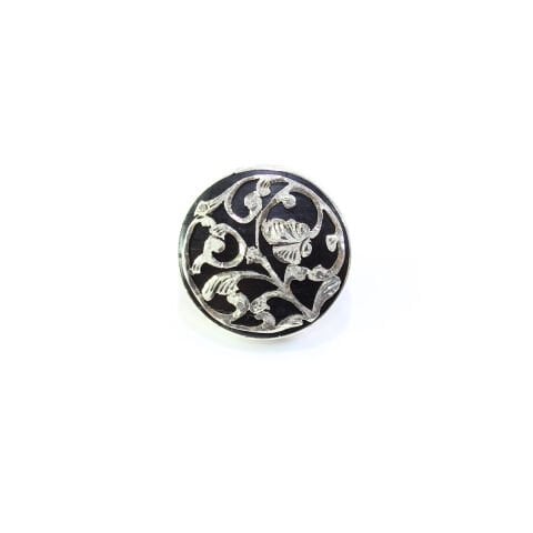 El Yapımı Motifli Oltu Taşı Rozet Daire