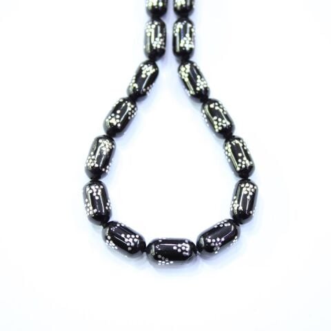 Piramid İşlemeli Kapsül Oltu Taşı Tespih 5,5*10 (mm)