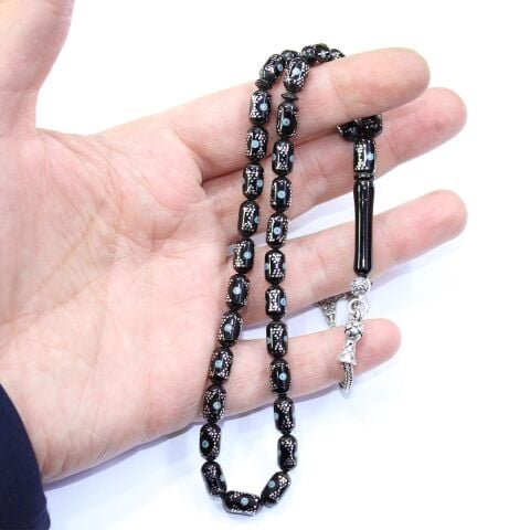 Firuze Papyon Model Oltu Taşı Tespih 6*10,5 (mm)