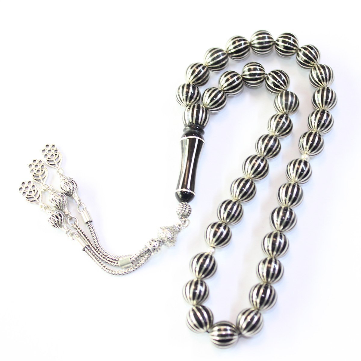 16 lı Karpuz İşlemeli Oltu Taşı Tespih 9,5 (mm)