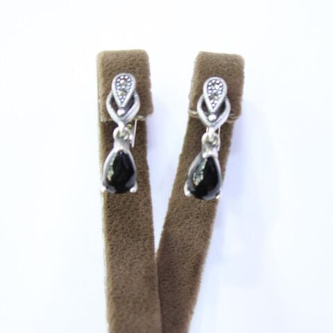 Gümüş Markazit Oltu Taşı Küpe Model No - 64