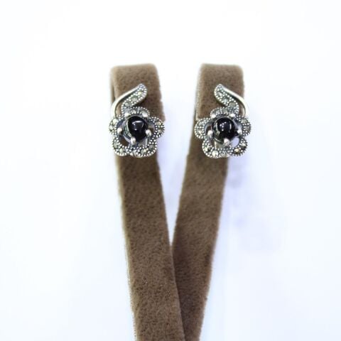 Gümüş Markazit Oltu Taşı Küpe Model No - 65