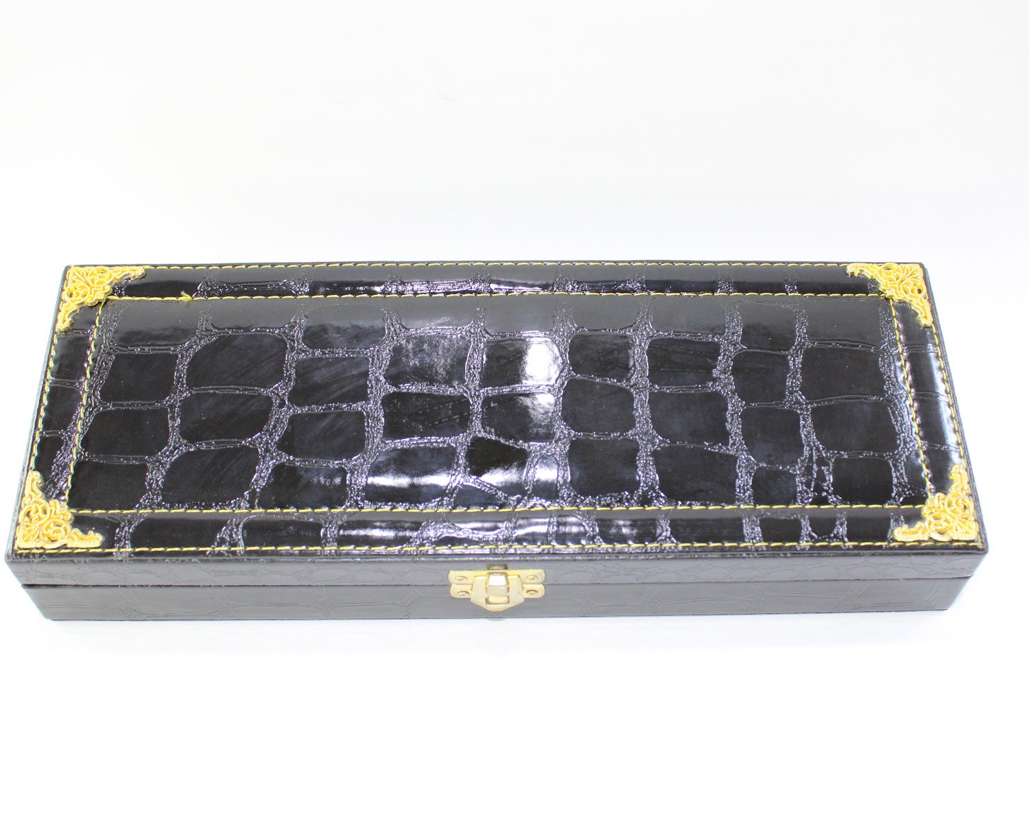 Deri Parlak Siyah Büyük Boy Tespih Kutusu