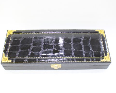 Deri Parlak Siyah Büyük Boy Tespih Kutusu