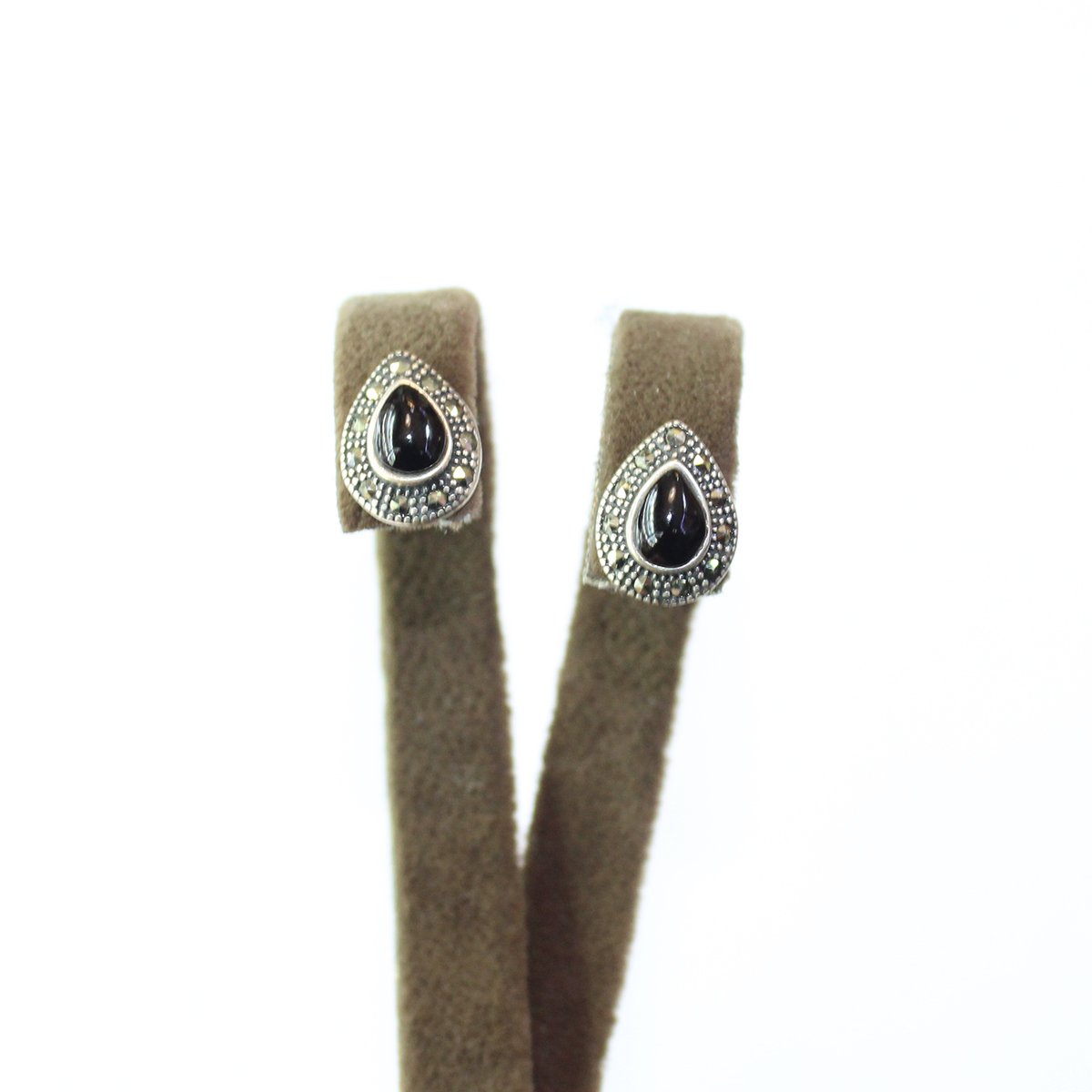 Gümüş Markazit Oltu Taşı Küpe Model No - 66