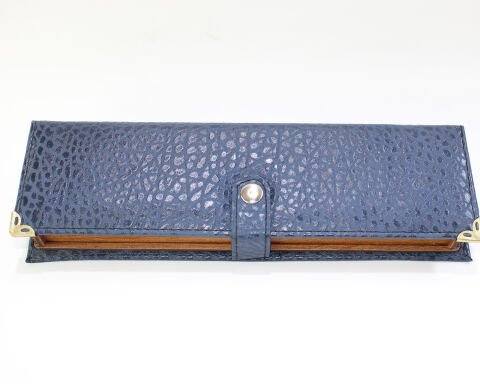 Lacivert Deri & Ahşap Tespih Kutusu