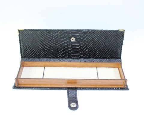 Siyah Deri & Ahşap Tespih Kutusu