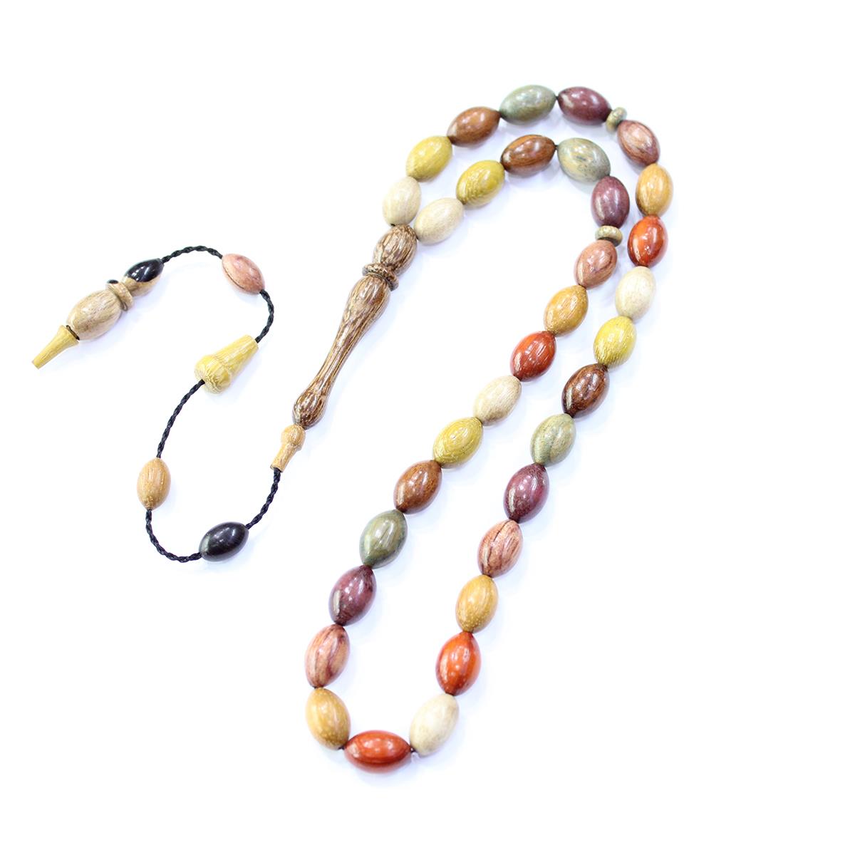 Yerli Atölye İşçiliği Beyzi Karma Ağaç Tespih 7.5*12 (mm)