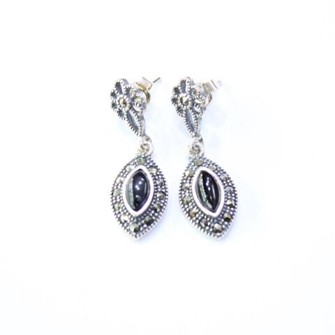 Gümüş Markazit Oltu Taşı Küpe Model No -70