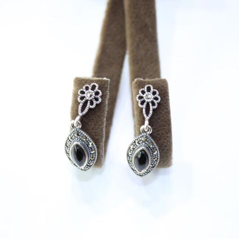 Gümüş Markazit Oltu Taşı Küpe Model No -70