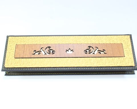 Altın Yaldızlı Deri & Ahşap Tespih Kutusu