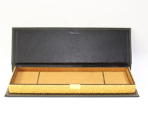 Altın Yaldızlı Deri & Ahşap Tespih Kutusu