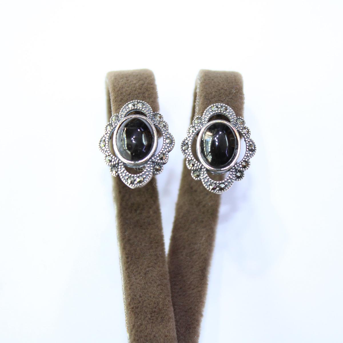 Gümüş Markazit Oltu Taşı Küpe Model No -71