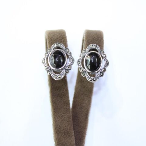 Gümüş Markazit Oltu Taşı Küpe Model No -71