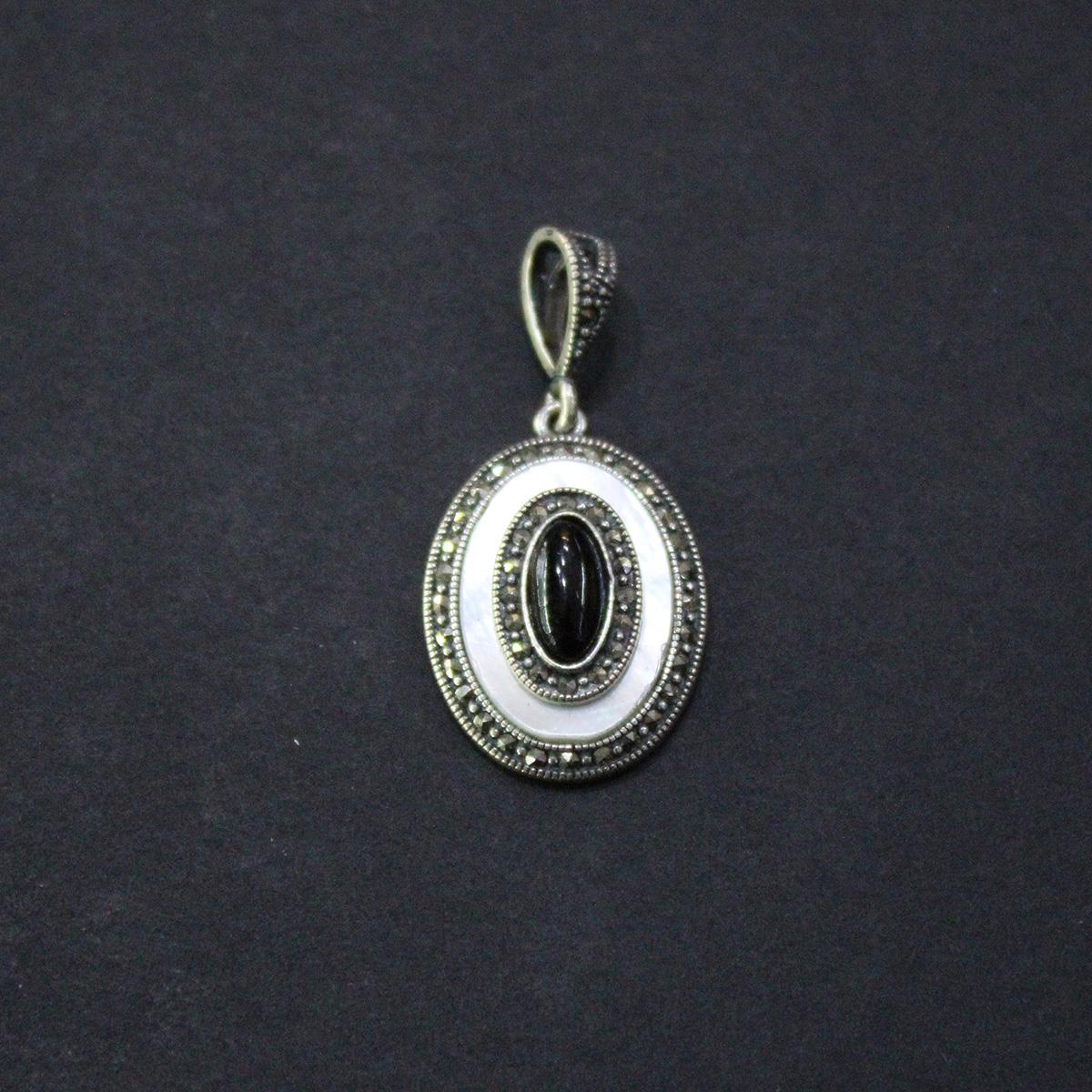 Gümüş Markazit Sedef & Oltu Taşlı Kolye Model No - 75