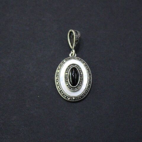 Gümüş Markazit Sedef & Oltu Taşlı Kolye Model No - 75