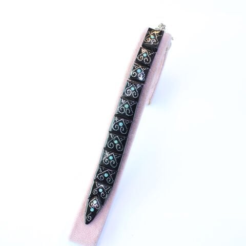 Firuze İşlemeli Balık Oltu Taşı Tespih